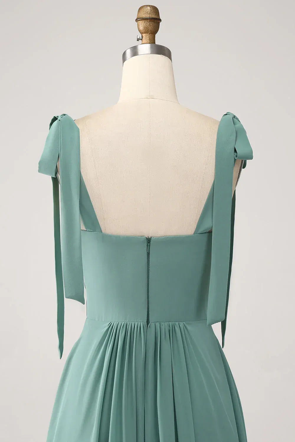 Square Neck Chiffon Ruffled Tea-Length Wedding Dress - Yihuiw by Yihuiw