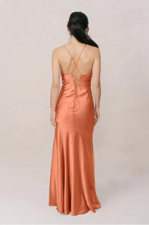 Mermaid Cowl Neck Lace High Slit Wedding Dress - Yihuiw by Yihuiw