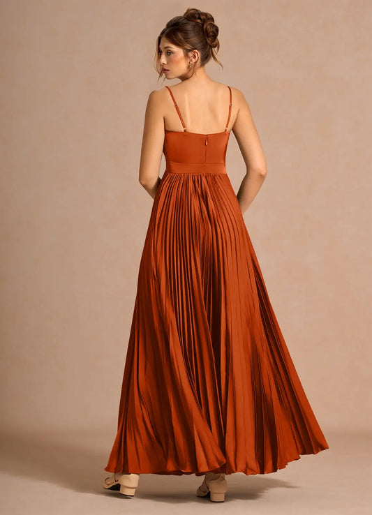 A-Line Sweetheart Satin Pleated Floor-Length Wedding Dress - Yihuiw by Yihuiw