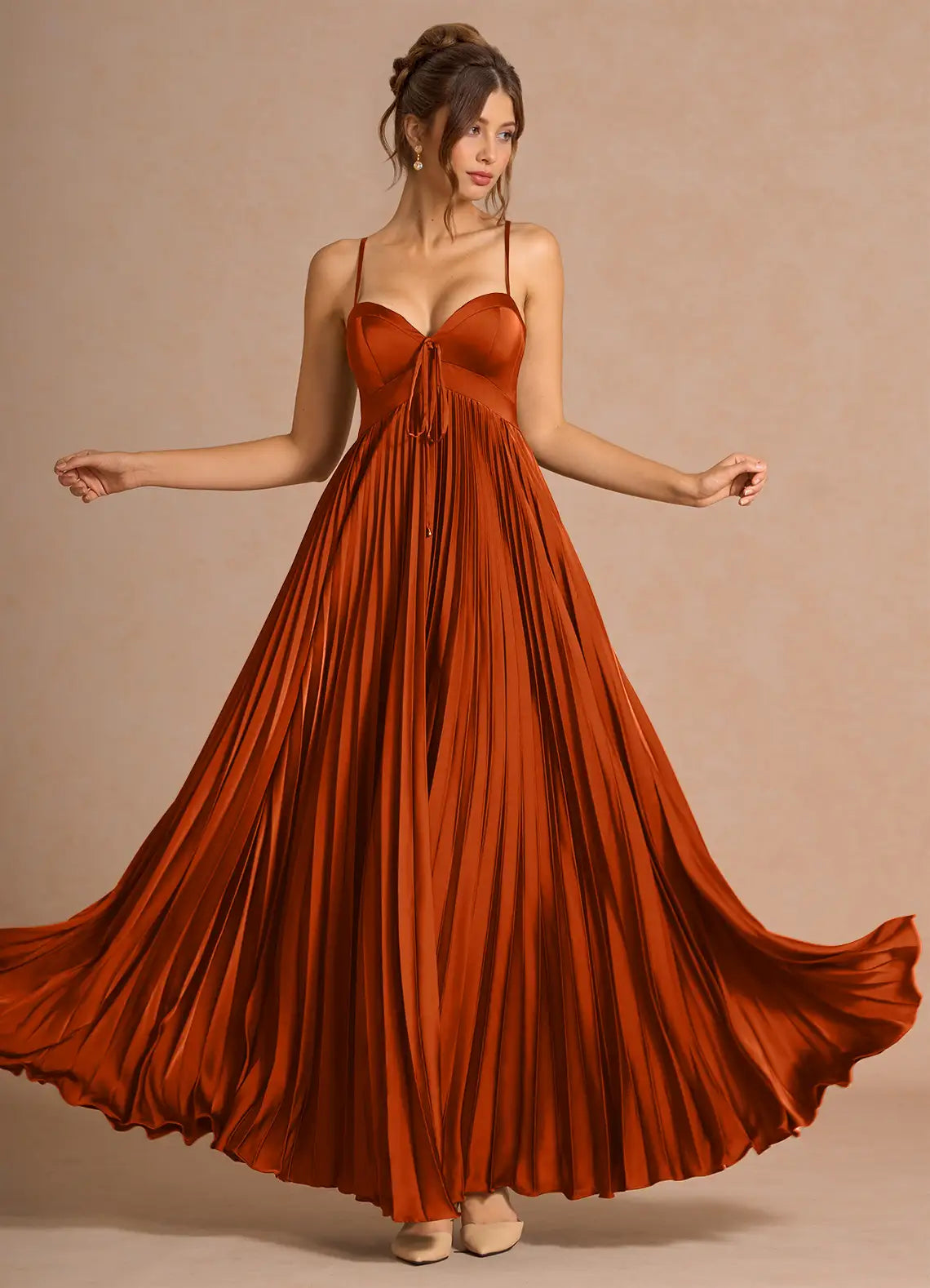 A-Line Sweetheart Satin Pleated Floor-Length Wedding Dress - Yihuiw by Yihuiw