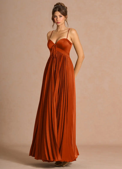 A-Line Sweetheart Satin Pleated Floor-Length Wedding Dress - Yihuiw by Yihuiw