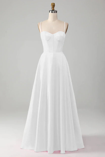 A-Line Sweetheart Chiffon Lace-Up Back Train Wedding Dress - Yihuiw by Yihuiw