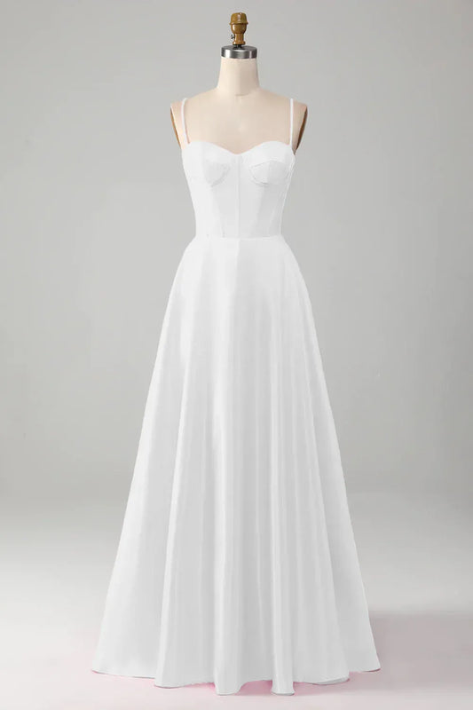 A-Line Sweetheart Chiffon Lace-Up Back Train Wedding Dress - Yihuiw by Yihuiw
