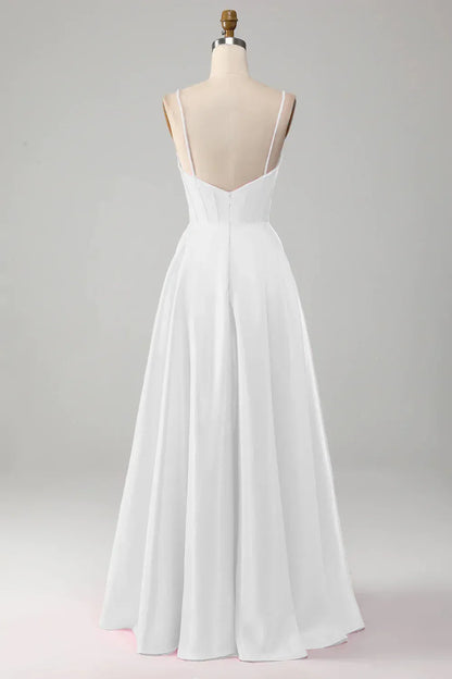 A-Line Sweetheart Chiffon Lace-Up Back Train Wedding Dress - Yihuiw by Yihuiw