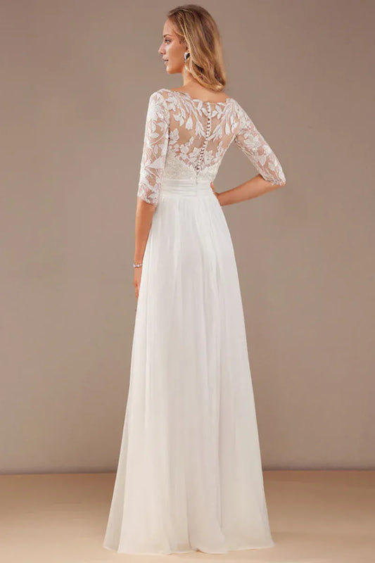 Chiffon Button Back Wedding Dress - Yihuiw by Yihuiw
