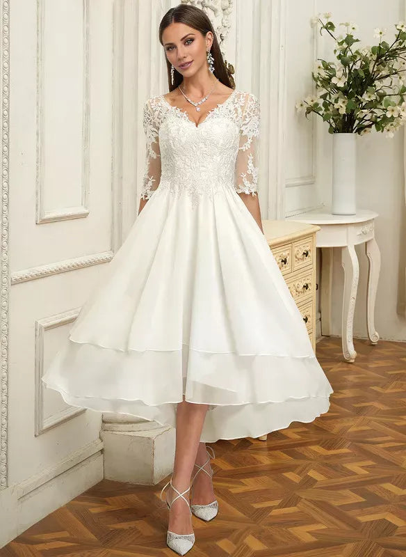 Illusion Satin Wedding Dress - Yihuiw by Yihuiw