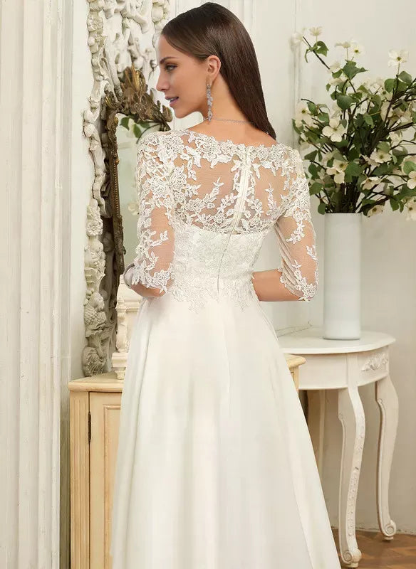 Illusion Satin Wedding Dress - Yihuiw by Yihuiw