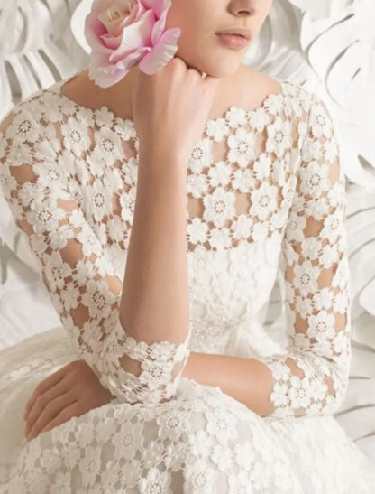Lace Tea-Length Wedding Dress - Yihuiw by Yihuiw