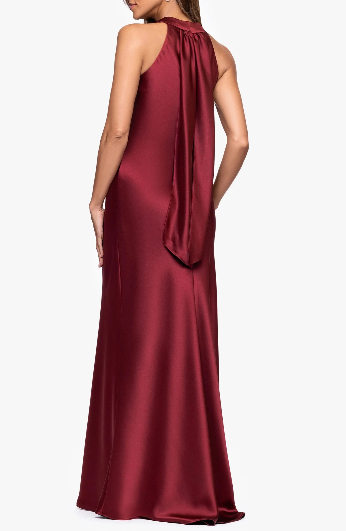 Tie Back Column Halter Neck Sleeveless Drape Back Floor Length Female Evening Dress by YiHuiw