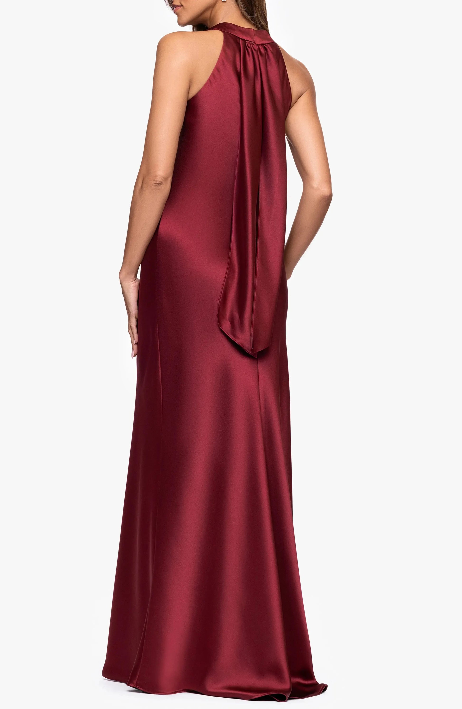 Tie Back Column Halter Neck Sleeveless Drape Back Floor Length Female Evening Dress by YiHuiw