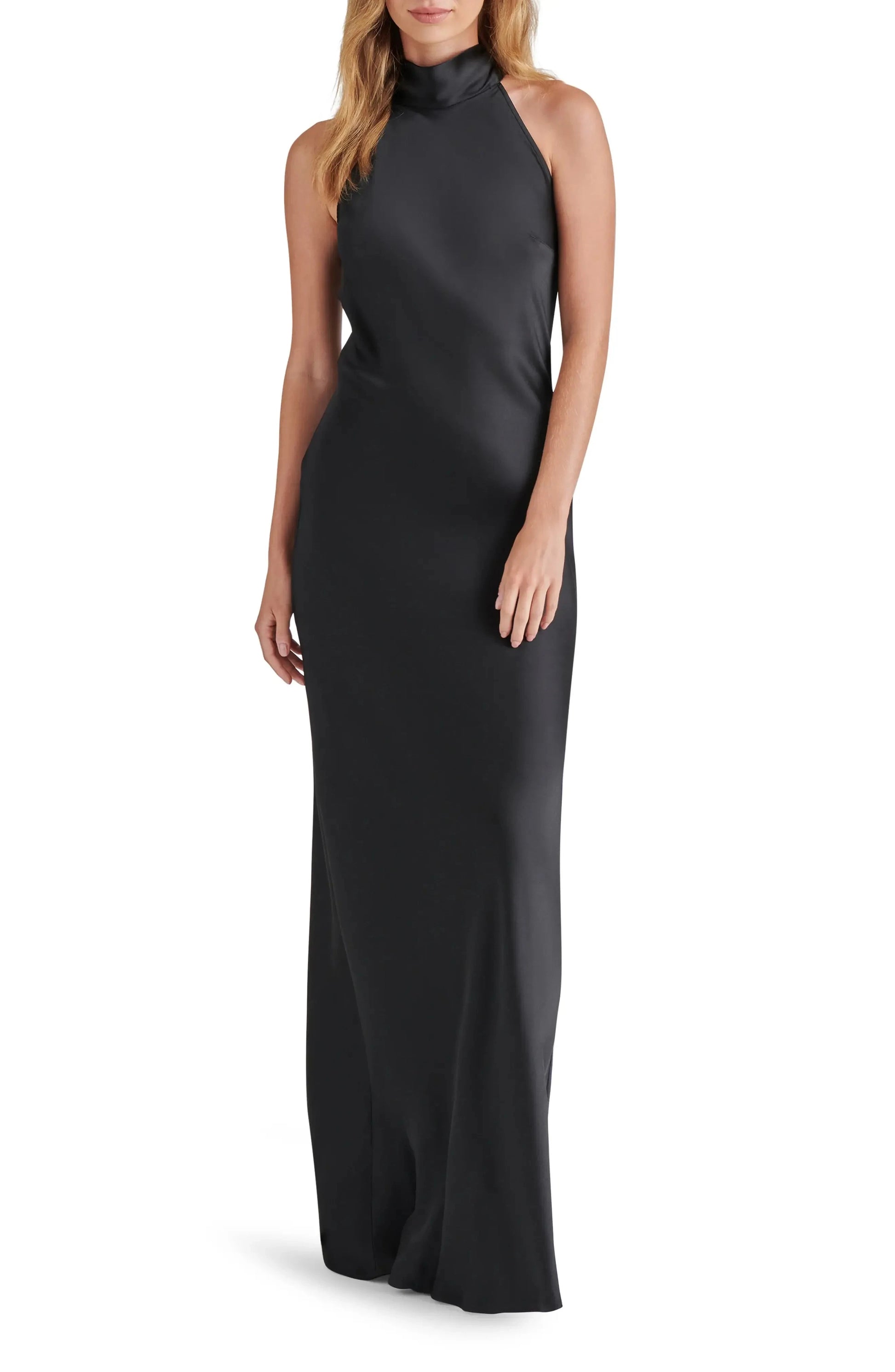 Tie Back Sheath Halter Neck Sleeveless Bow Back Floor Length For Ladies Evening Dress by YiHuiw