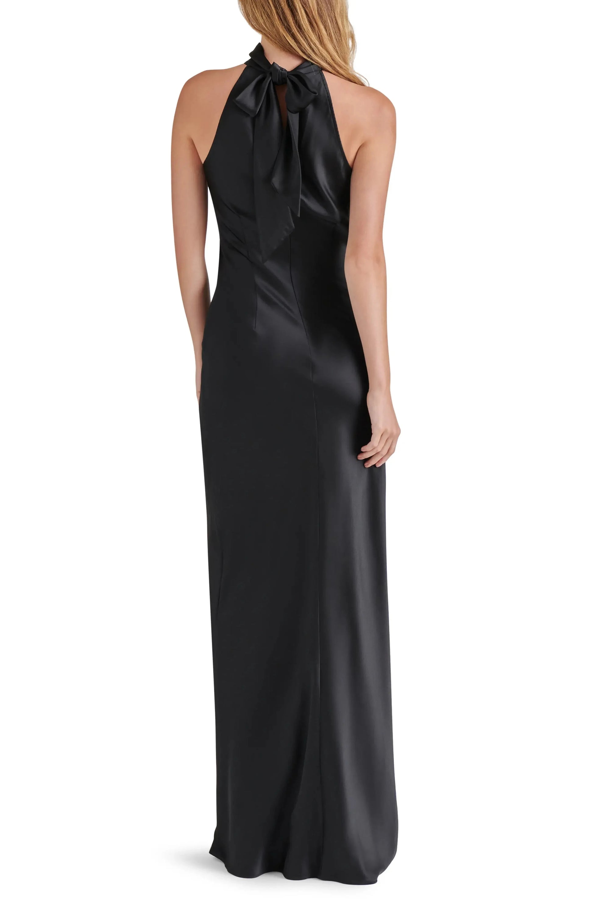 Tie Back Sheath Halter Neck Sleeveless Bow Back Floor Length For Ladies Evening Dress by YiHuiw