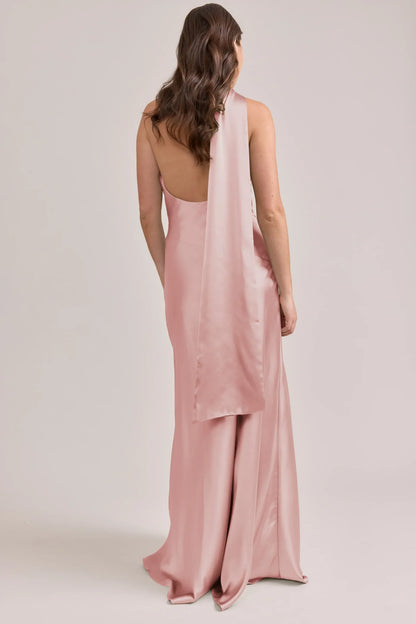 Halter Satin Wrap Wedding Dress - Yihuiw by Yihuiw