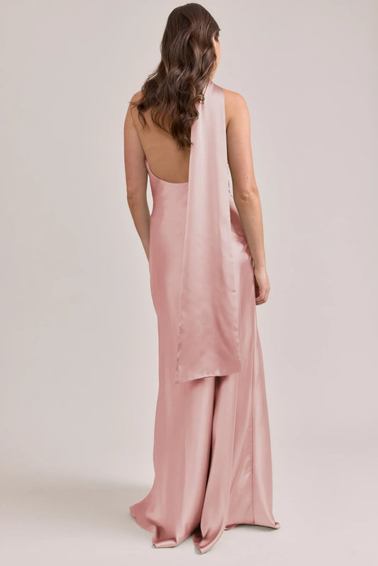 Halter Satin Wrap Wedding Dress - Yihuiw by Yihuiw