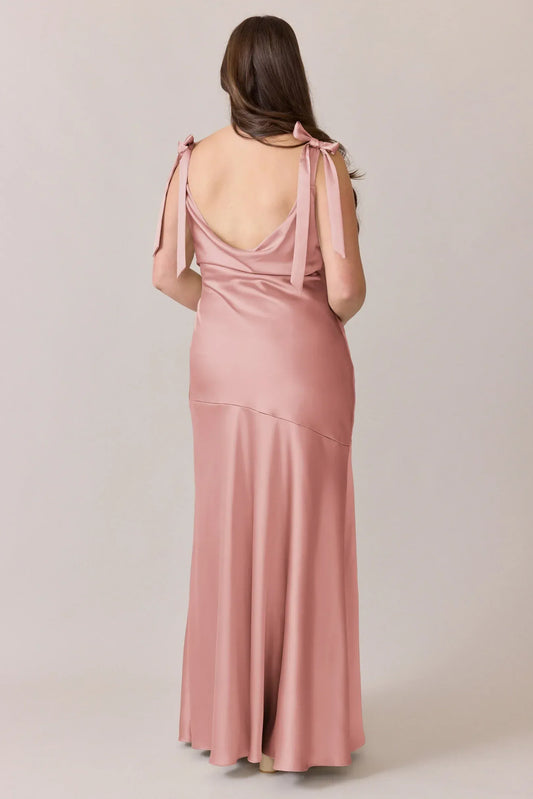 Mermaid Cowl Neck Satin High Slit Wedding Dress - Yihuiw by Yihuiw