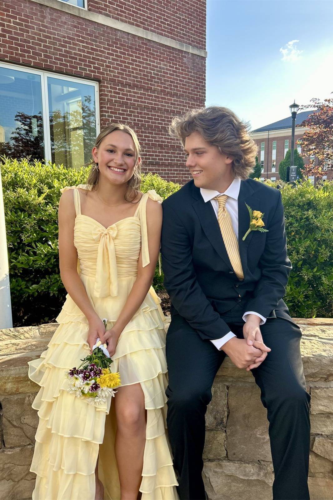 Tiered Ruffle Chiffon Prom Dress with Sweetheart Neck and High-Low Hem by JiMiss Dresses