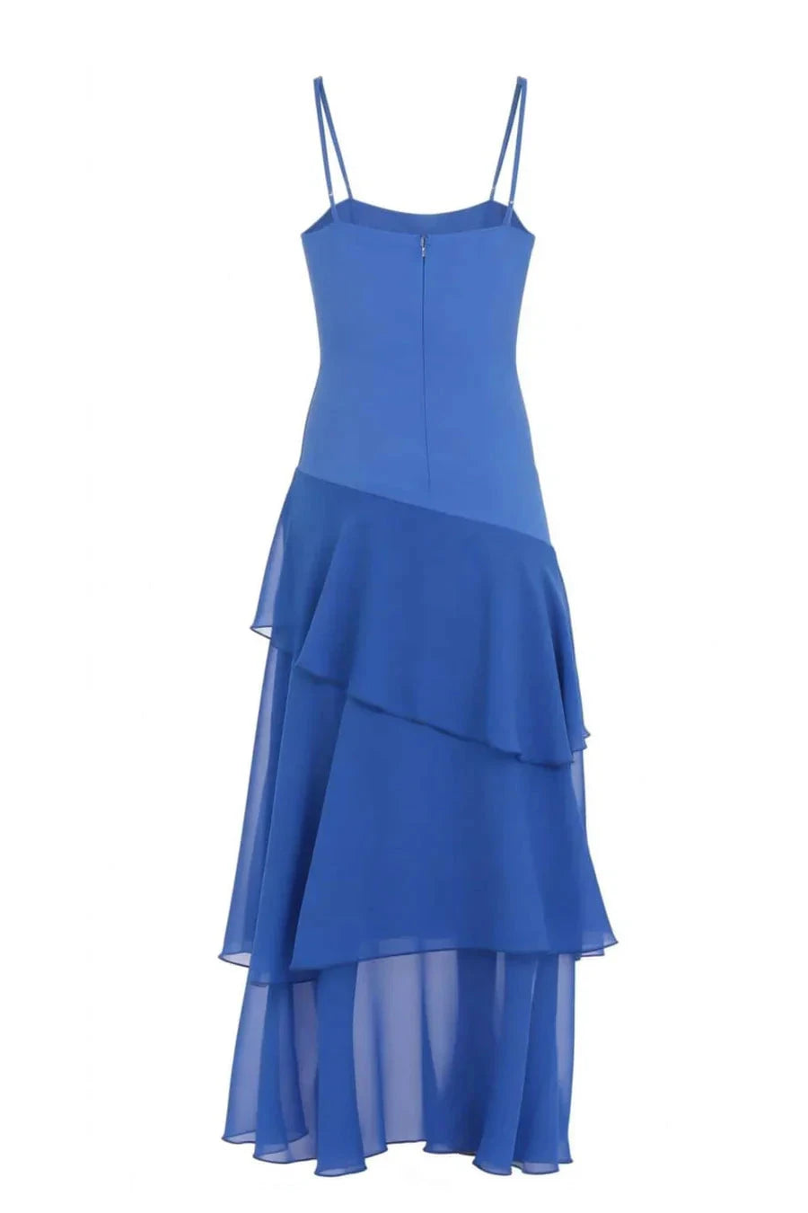 Tiered Ruffle Prom Dress with Corset Bodice, Spaghetti Straps and Asymmetrical Hem by JiMiss Dresses