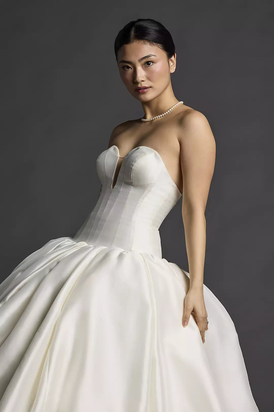 Timeless Satin Ballgown Strapless Sweetheart Corset-Back Train Wedding Dress