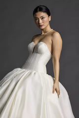 Timeless Satin Ballgown Strapless Sweetheart Corset-Back Train Wedding Dress