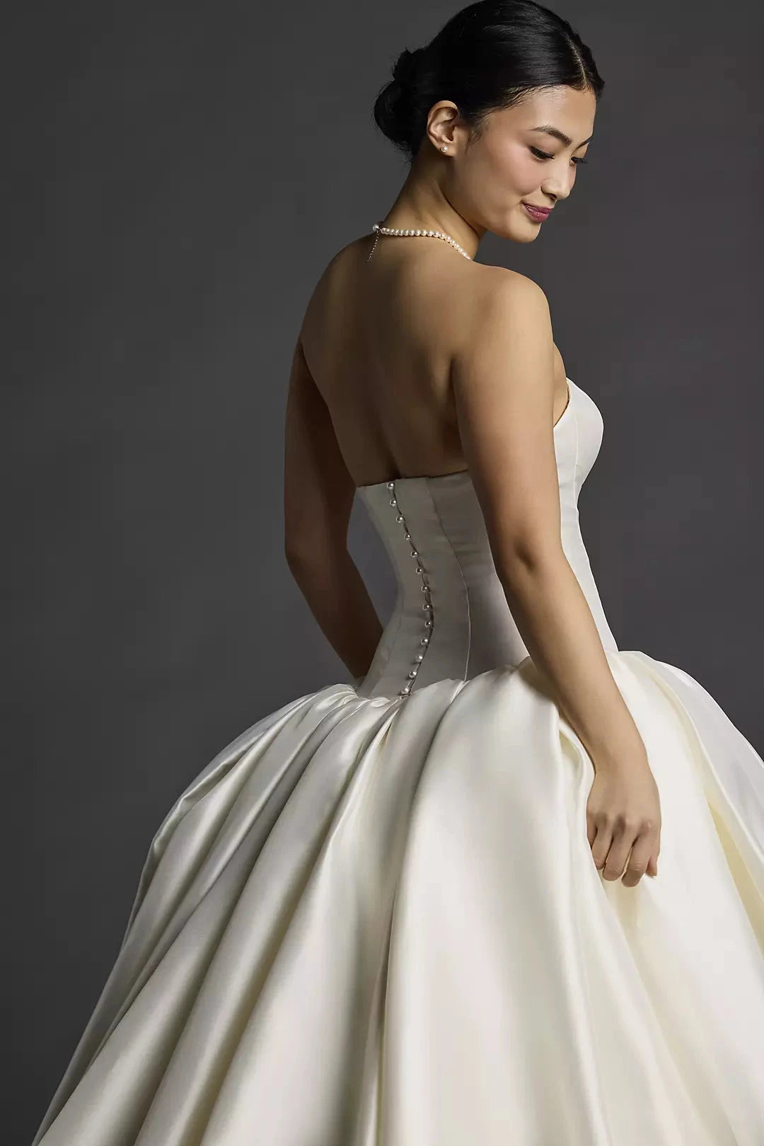 Timeless Satin Ballgown Strapless Sweetheart Corset-Back Train Wedding Dress by YiHuiw