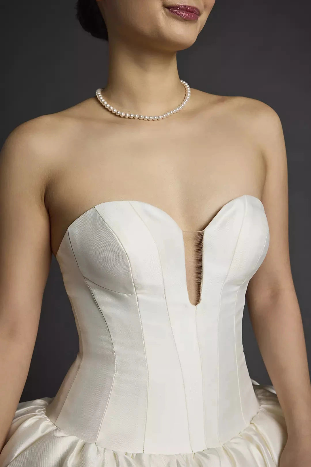 Timeless Satin Ballgown Strapless Sweetheart Corset-Back Train Wedding Dress by YiHuiw