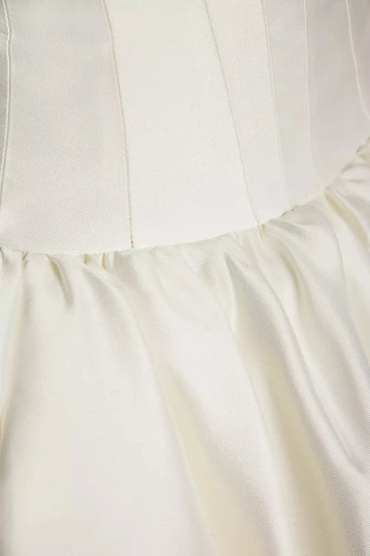 Timeless Satin Ballgown Strapless Sweetheart Corset-Back Train Wedding Dress by YiHuiw