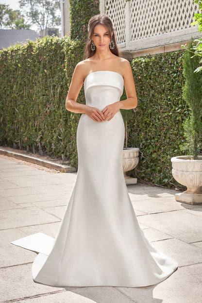 Timeless Satin Mermaid Strapless Sweetheart Low-Back Oversized-Bow Train Wedding Dress by YiHuiw