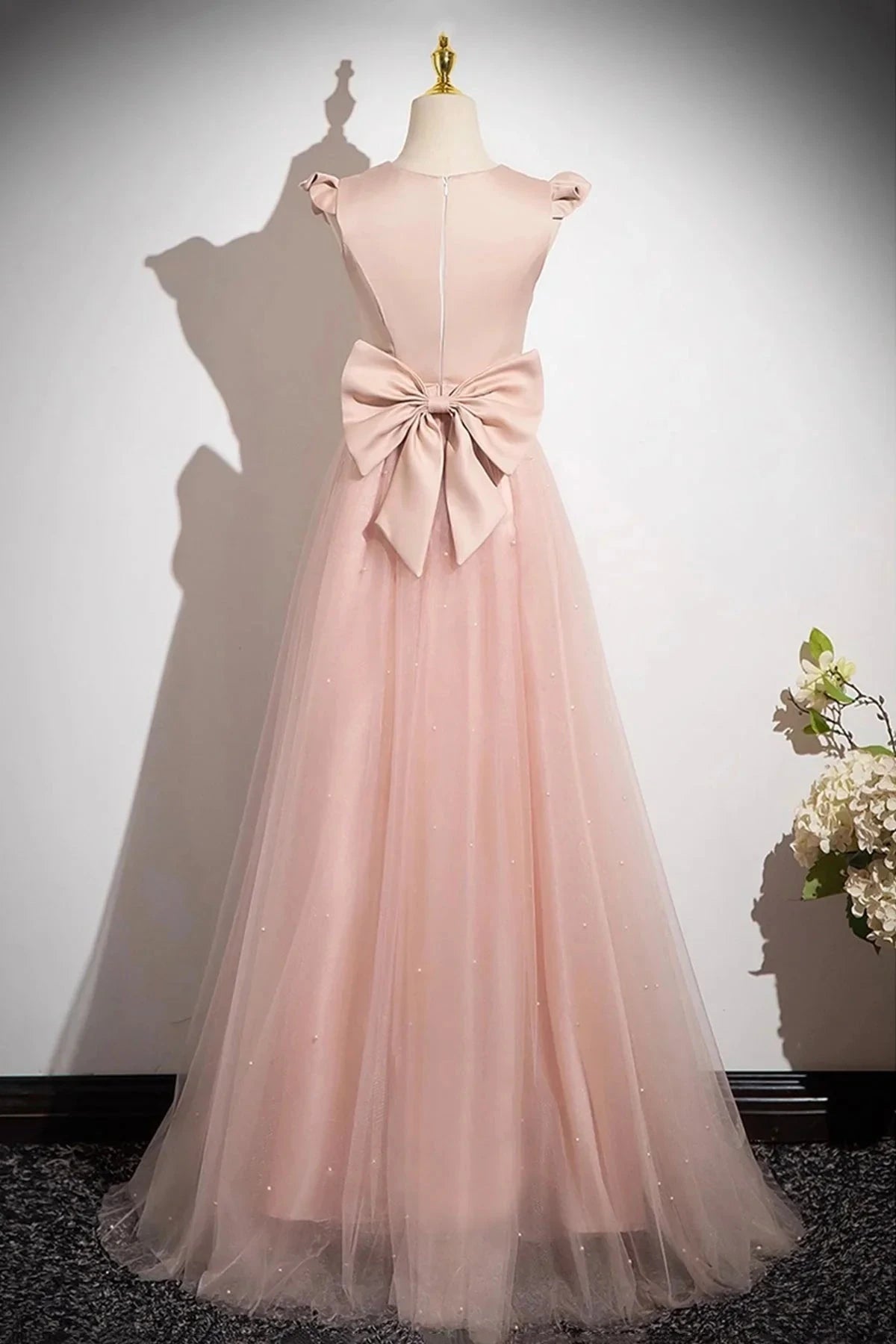 Tulle Long Prom Dress Beautiful Pink Evening Party Dress simple gentle atmospheric and unique desi Brin by YiHuiw