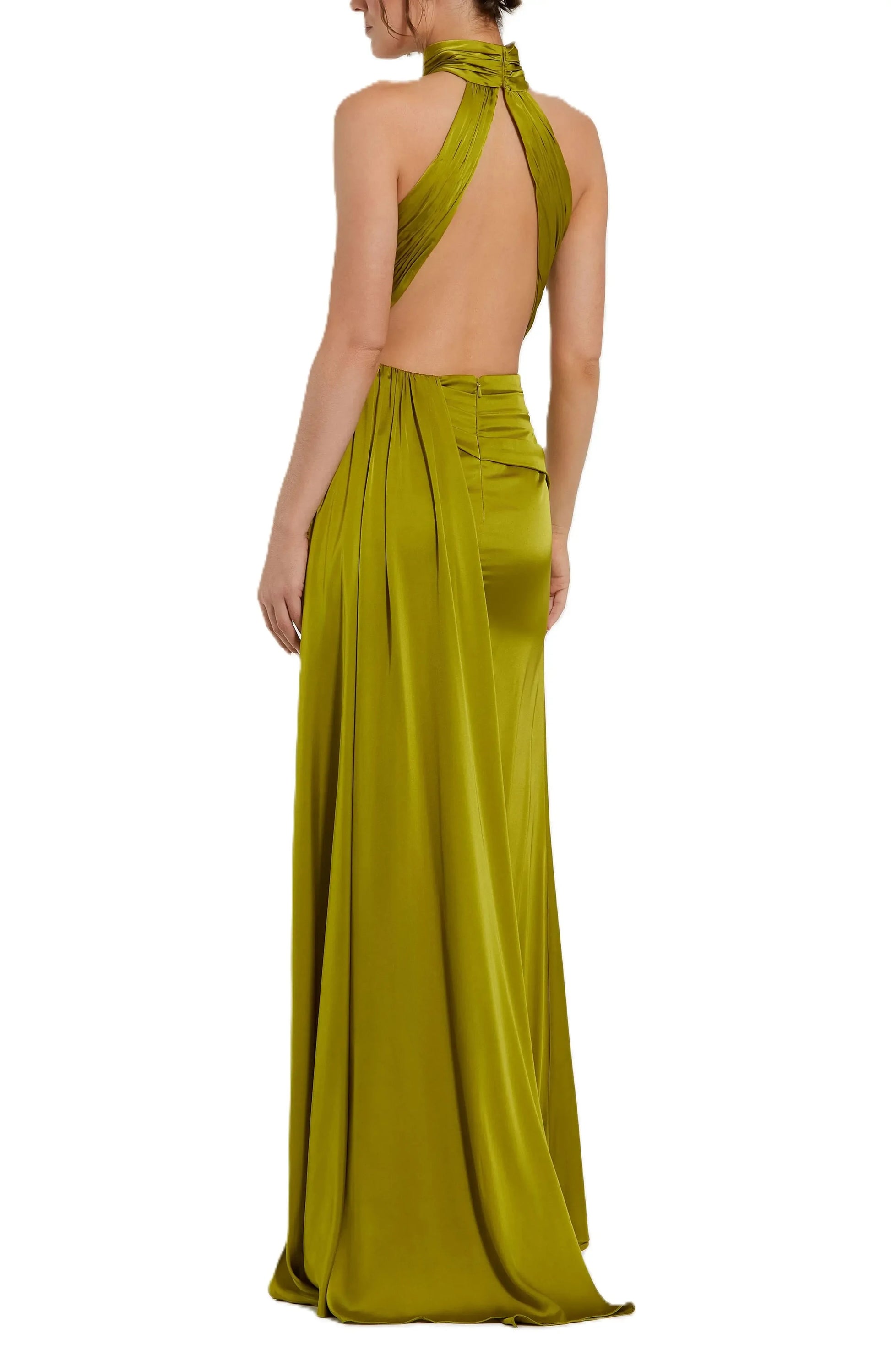 Twisted Sheath Halter Neck Sleeveless Open Back Floor Length For Ladies Evening Dress by YiHuiw