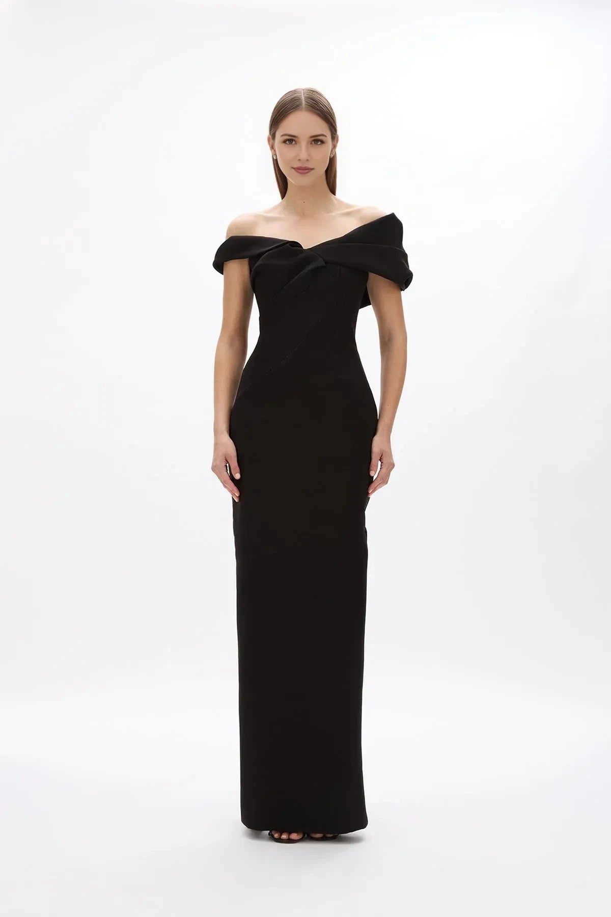 Twisted Sheath Off the Shoulder Sleeveless V Back High Slit Floor Length Hot Sale Prom Dress by YiHuiw