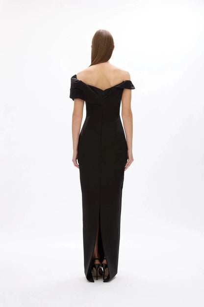 Twisted Sheath Off the Shoulder Sleeveless V Back High Slit Floor Length Hot Sale Prom Dress by YiHuiw