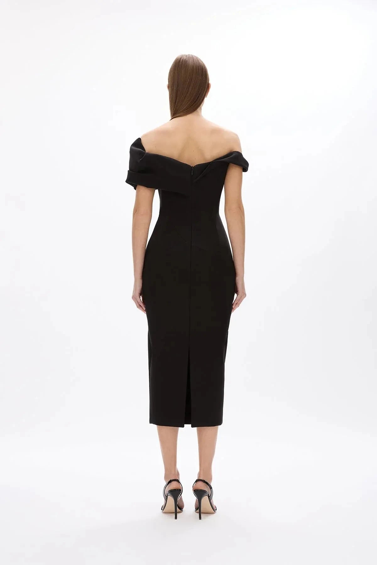 Twisted Sheath Off the Shoulder Sleeveless Zipper Back Midi Length Hot Sale Prom Dress by YiHuiw
