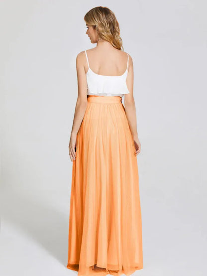 A-Line Spaghetti Strap Tulle Ruffled Wedding Dress - Yihuiw by Yihuiw