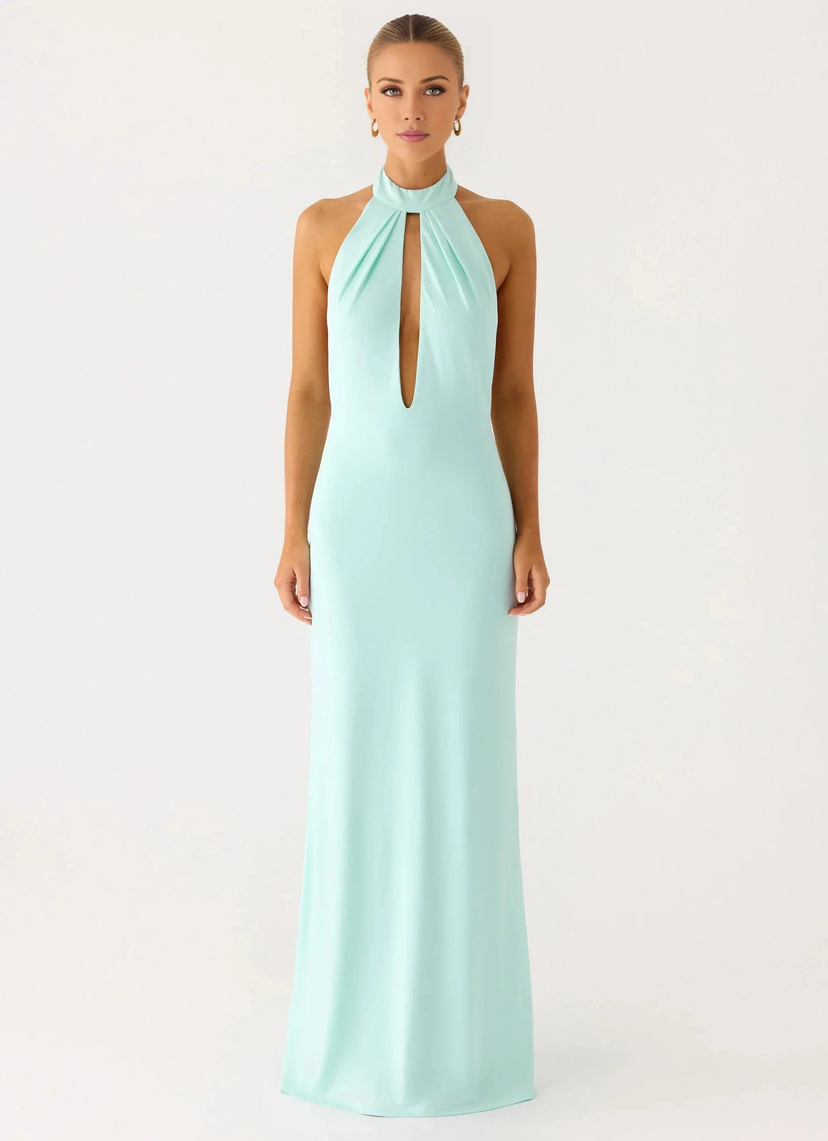 Unique Halter Neck Sleeveless Keyhole Open-Back Floor-Length Prom Dress by YiHuiw
