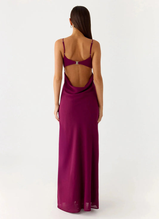 Upscale Square Neck Sleeveless Spaghetti Strap Side-Slit Open-Back Floor-Length Prom Dress by YiHuiw