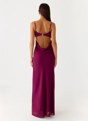 Upscale Square Neck Sleeveless Spaghetti Strap Side-Slit Open-Back Floor-Length Prom Dress