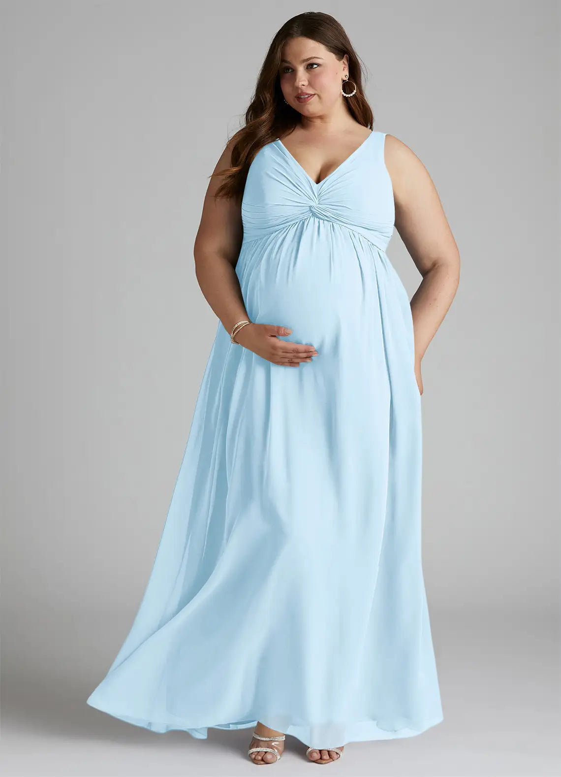 Empire Waist V-Neck Floor-Length Wedding Dress - Yihuiw by Yihuiw