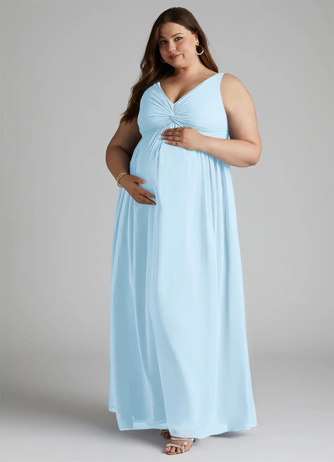 Empire Waist V-Neck Floor-Length Wedding Dress - Yihuiw by Yihuiw