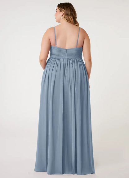 V-Neck High Slit Floor-Length Wedding Dress - Yihuiw by Yihuiw