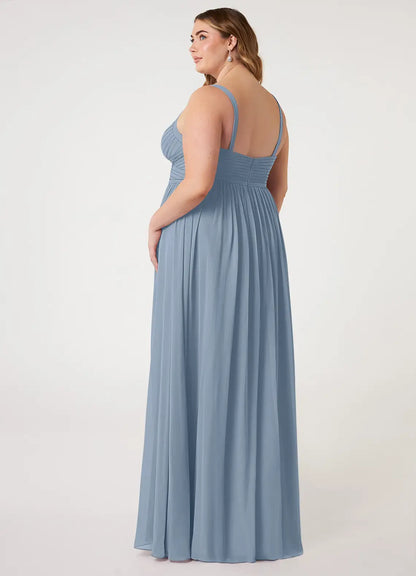 V-Neck High Slit Floor-Length Wedding Dress - Yihuiw by Yihuiw