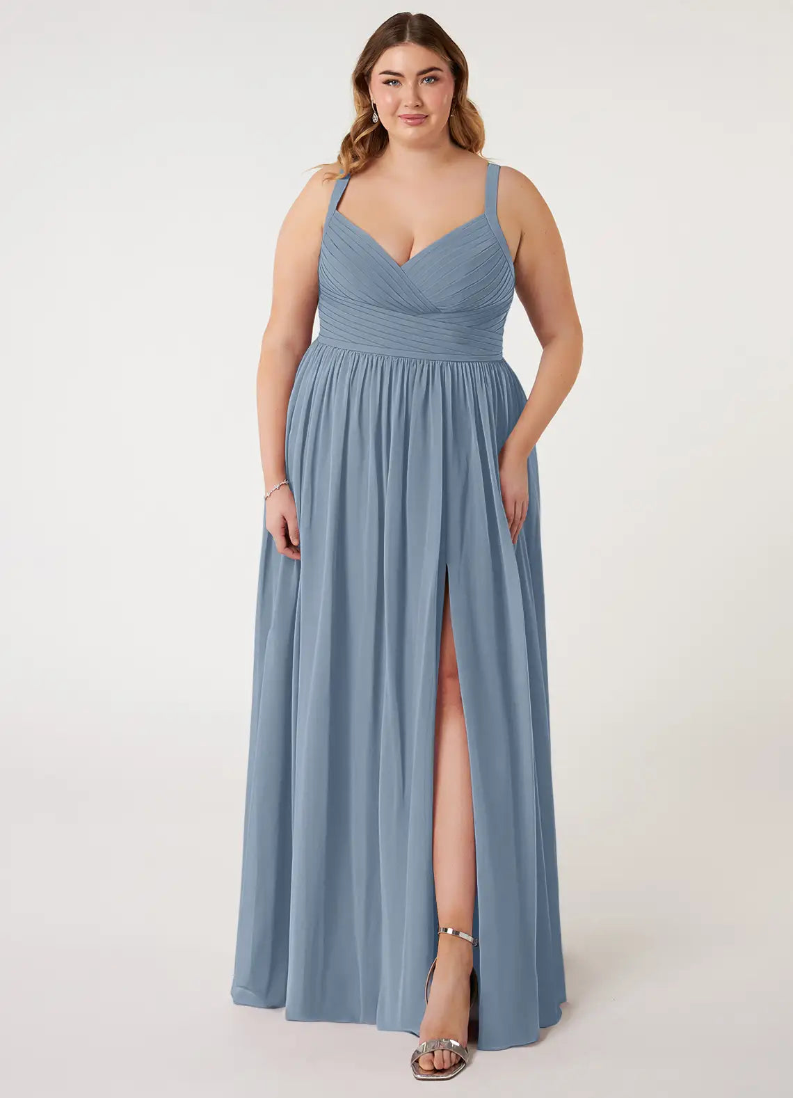 V-Neck High Slit Floor-Length Wedding Dress - Yihuiw by Yihuiw