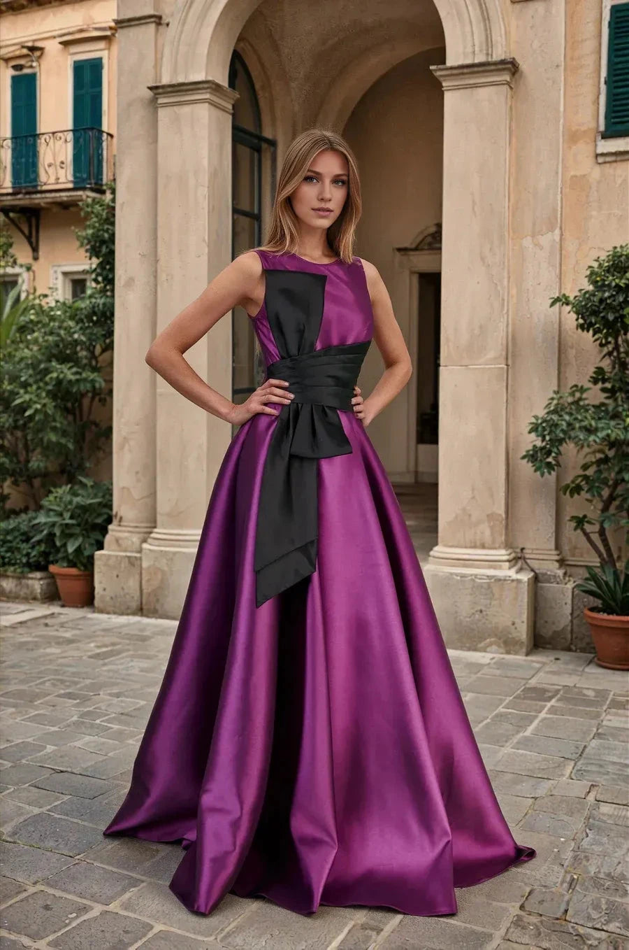 Vibrant Ballgown Boat Neck Sleeveless Solid Back Floor Length Prom Dress by YiHuiw