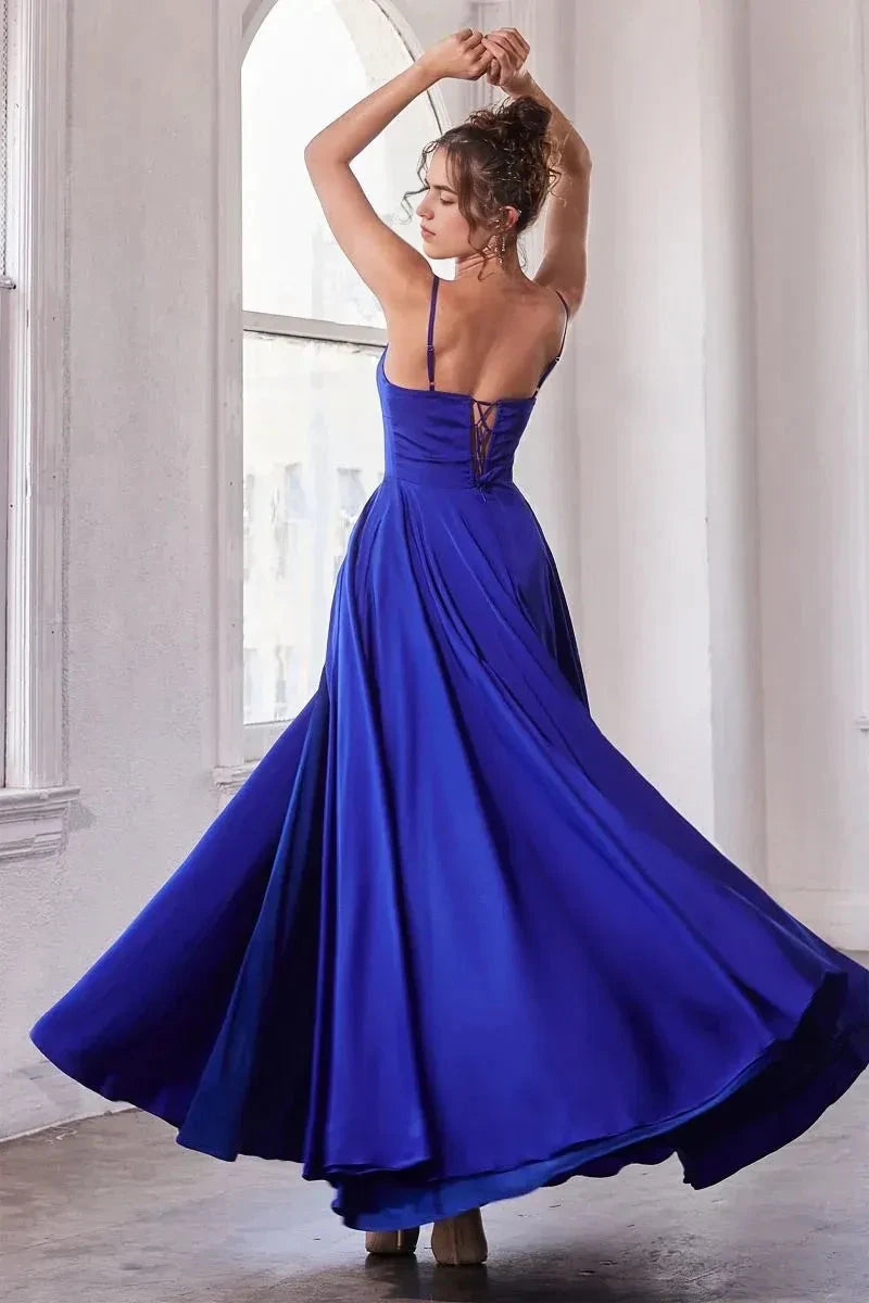 Vibrant Ballgown Square Neck Spaghetti Strap Lace Up Back Floor Length For Sale Prom Dress by YiHuiw