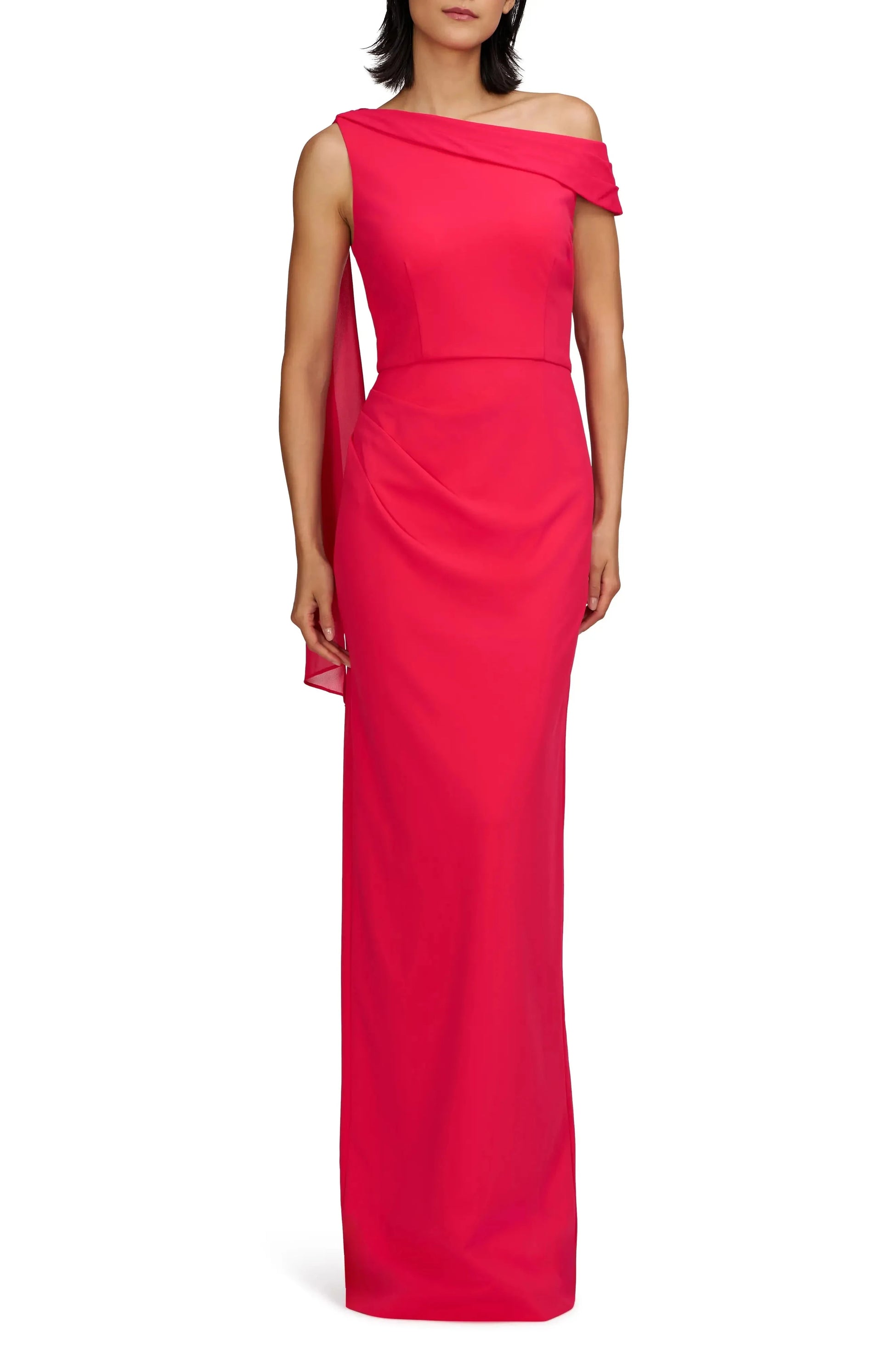 Vibrant Draped One-Shoulder Sleeveless Zipper Back Floor Length Female Prom Dress by YiHuiw