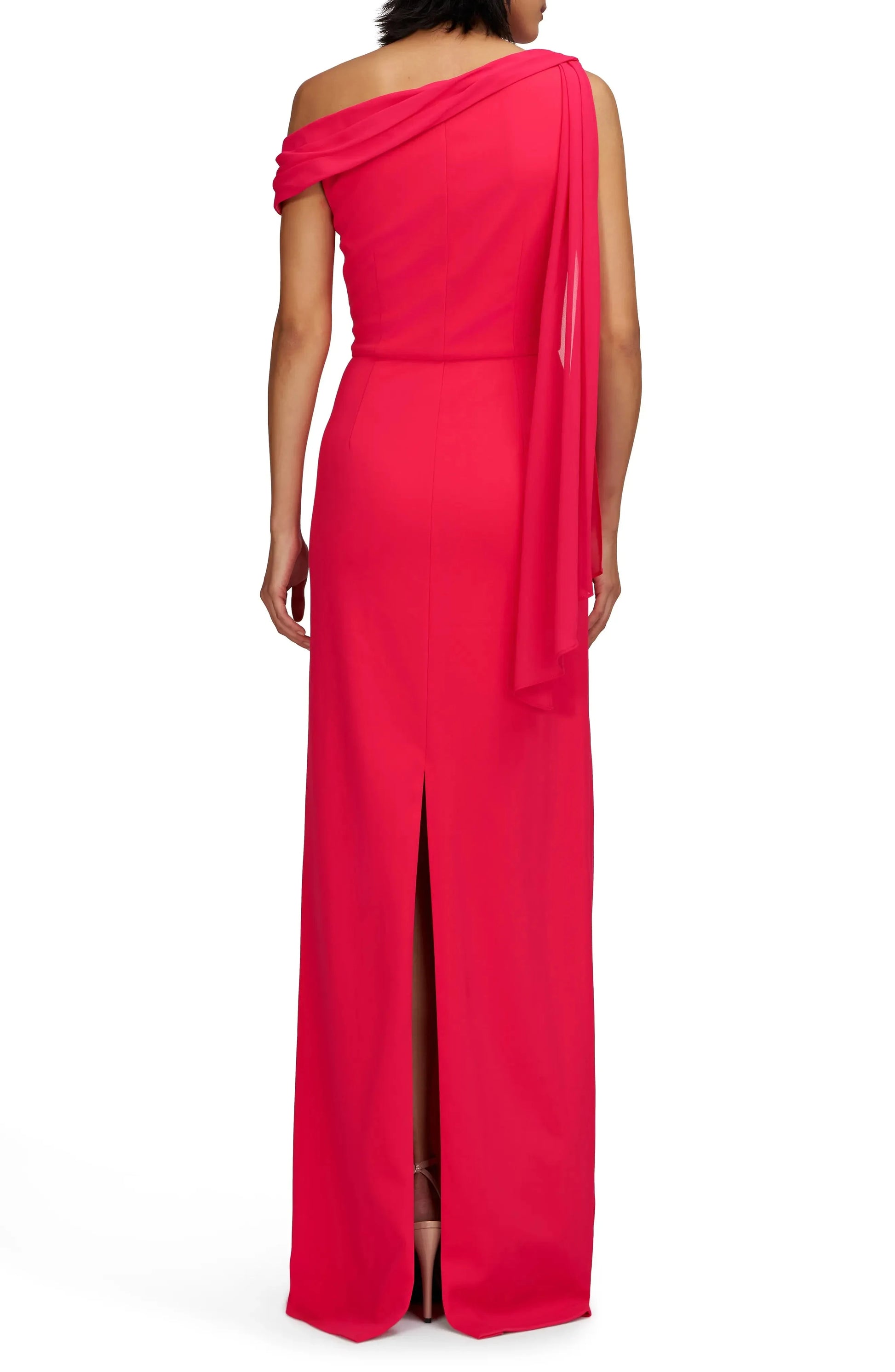Vibrant Draped One-Shoulder Sleeveless Zipper Back Floor Length Female Prom Dress by YiHuiw