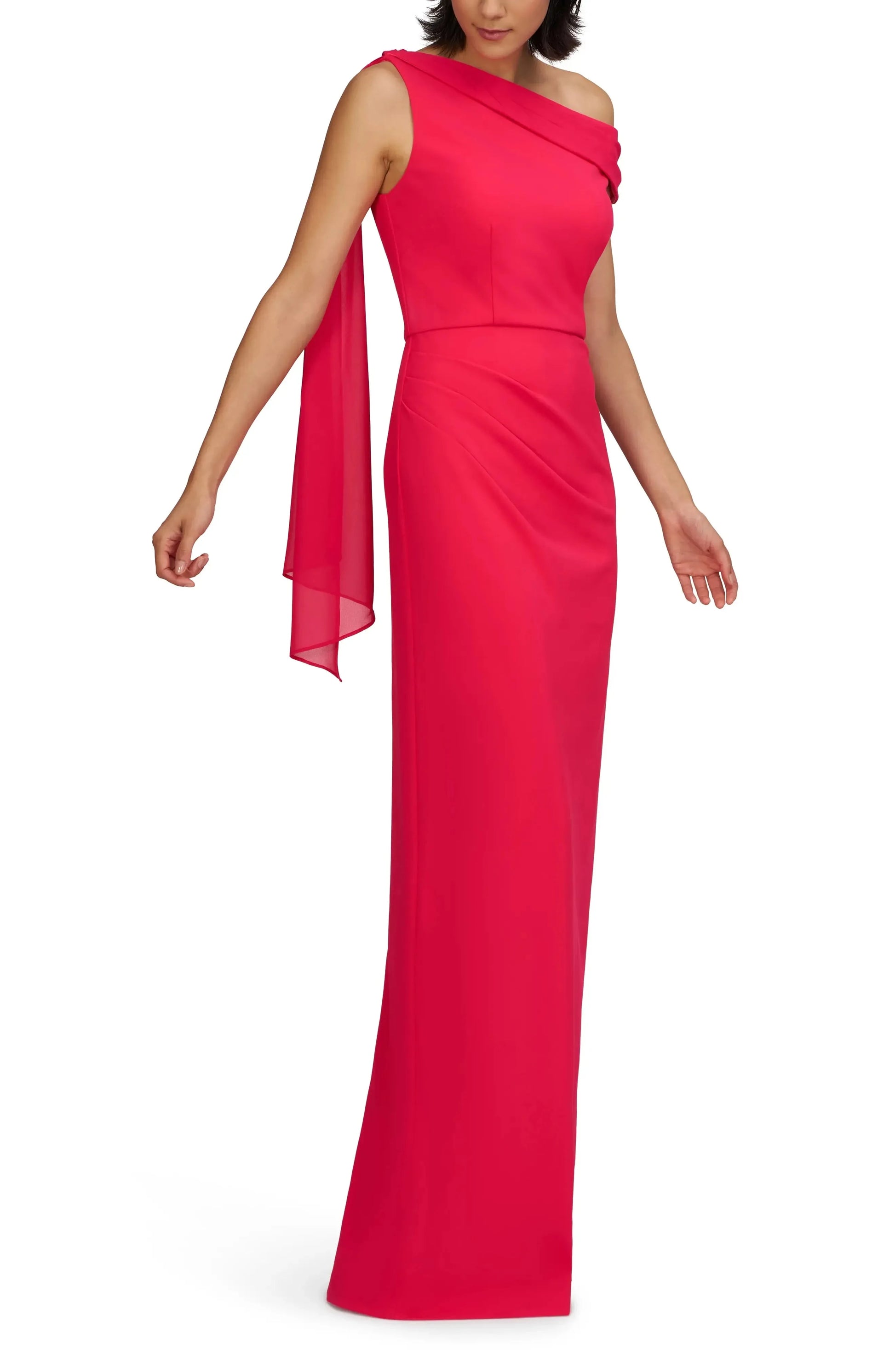 Vibrant Draped One-Shoulder Sleeveless Zipper Back Floor Length Female Prom Dress by YiHuiw