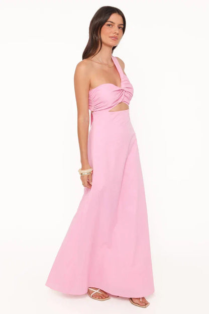 One-Shoulder Cutout Floor-Length Wedding Dress - Yihuiw by Yihuiw