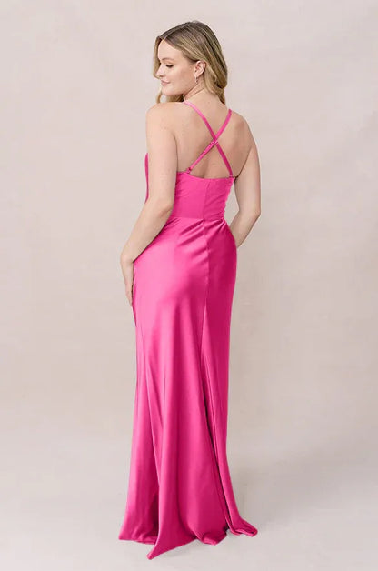 Mermaid Spaghetti Strap High Slit Floor-Length Wedding Dress - Yihuiw by Yihuiw
