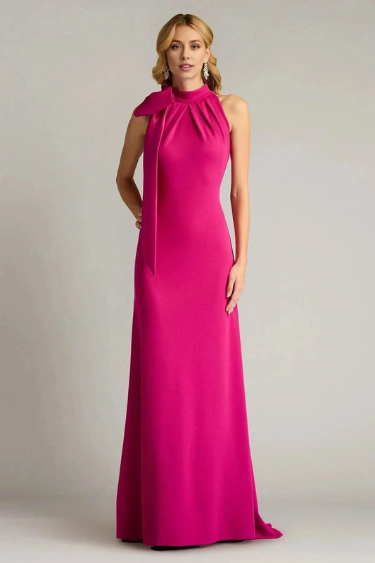 Vibrant Mermaid Halter Sleeveless Bow Back Train Floor Length Prom Dress by YiHuiw
