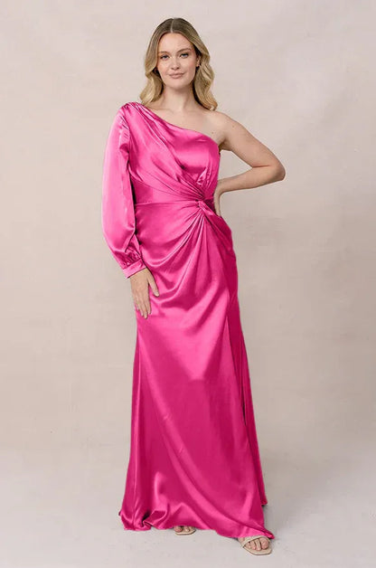 Mermaid One-Shoulder Long Sleeve Open Back Floor-Length Wedding Dress - Yihuiw by Yihuiw